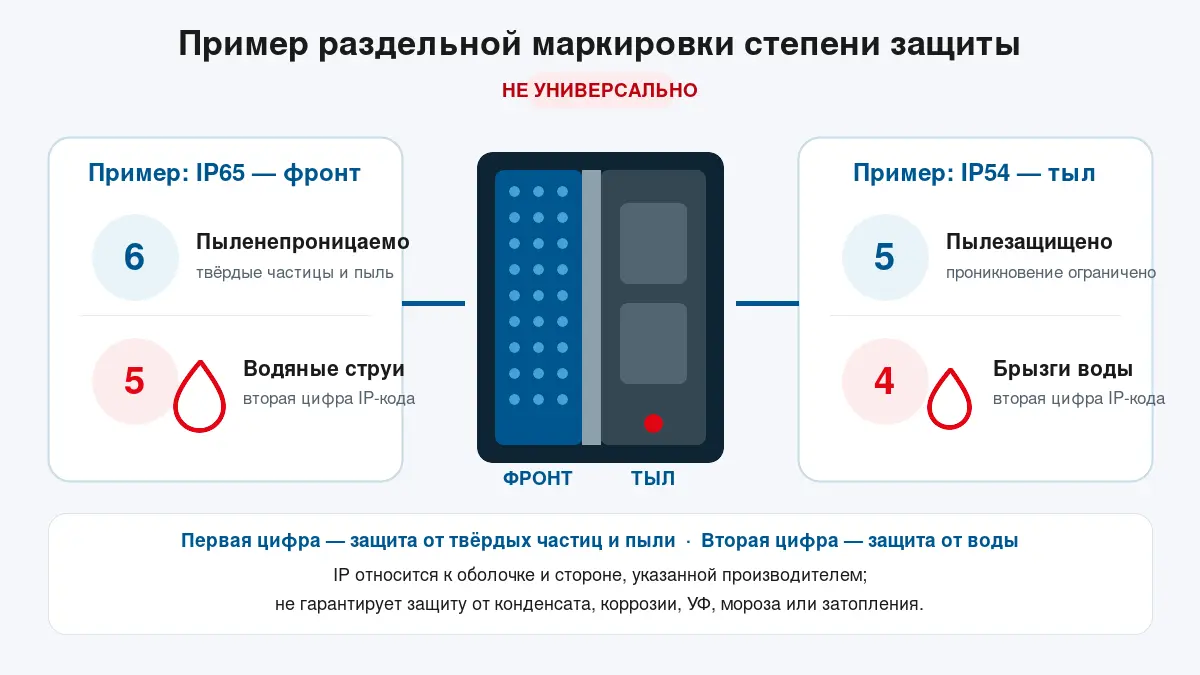 Схема маркировки IP65 для фронта и IP54 для тыла LED-экрана — LED-Vostok